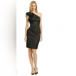 Carmen Marc Valvo Black One-Shoulder Dress